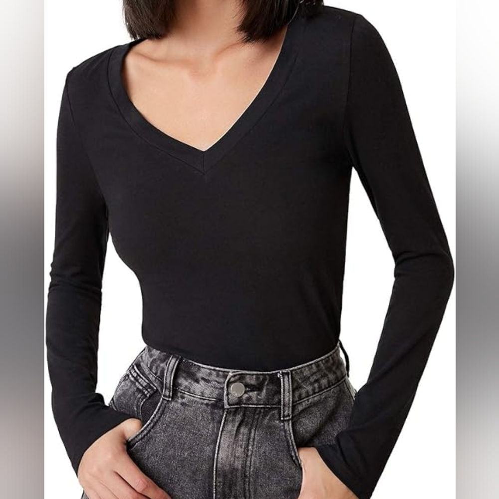 ASOS Noisy May Black Long Sleeve Top Shirt Blouse size S